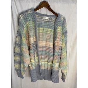 Vintage 80’s Women's L Pastel Sweater Cardigan
